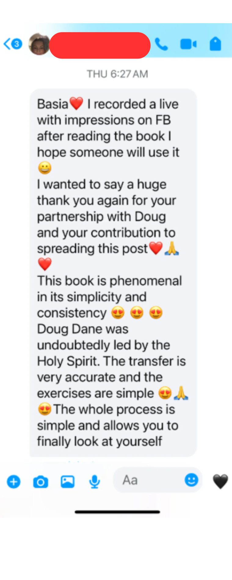 Facebook messages about Doug's work
